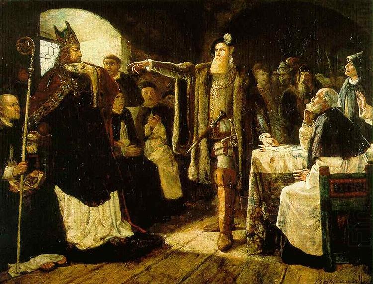 Gustaf Vasa anklagar biskop Peder Sunnanvader infor domkapitlet i Vasteras, carl gustaf hellqvist